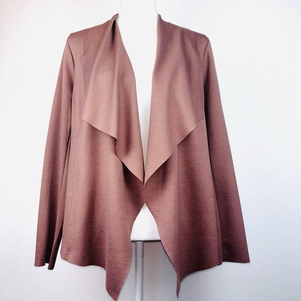 Jules & Leopold Women’s Rose Mauve Blazer Knit Open Drape Cardigan Stretch Large